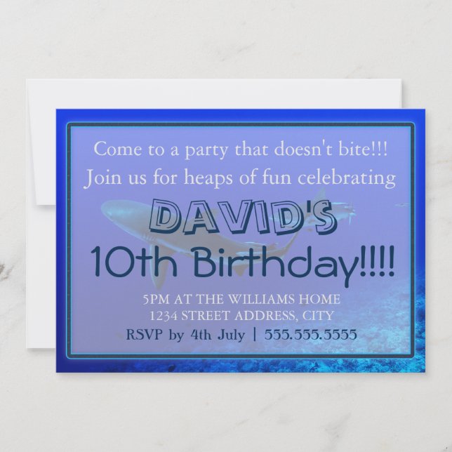 Invitación Tiburón de arrecife Gran Barrera de Coral de Arrec (Anverso)