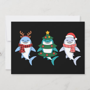 Invitación Tiburón de Navidad Santa Reno Árbol Xmas Fiesta