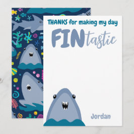 Invitación Tiburón Fin-Tártico Gracias Niños Bajo El Mar