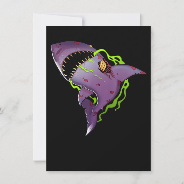 Invitación Tiburón zombie - Ilustracion aterrador de Guay (Anverso)