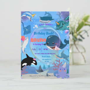 Invitación Tiburones ballena medusas bajo el mar