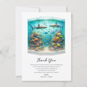 Invitación Tiburones Peces Acuático Acuarela Acuario Gracias