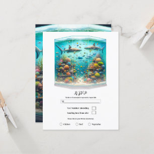 Invitación Tiburones y peces Acuarela acuática Acuario RSVP