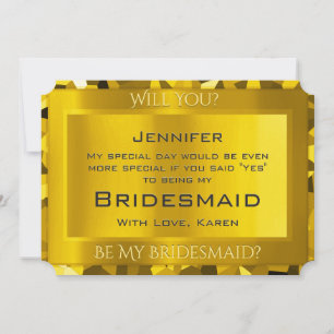 Invitación Ticket de oro serás mi dama de honor
