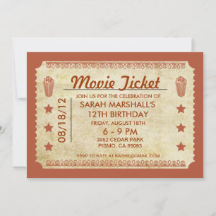 Invitación Ticket de películas
