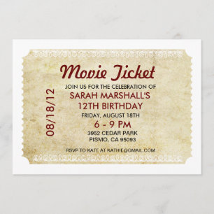 Invitación Ticket de películas