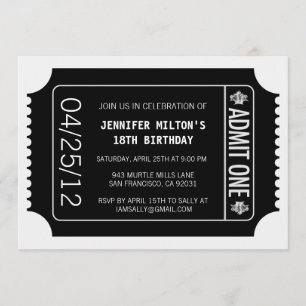 Invitación Ticket de películas