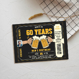 Invitación Ticket negro con tema de cerveza Hombres Adultos F