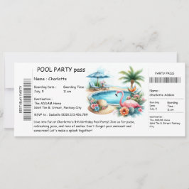 Invitación Ticket-Style Pool Party Invitation – Birthday Bash
