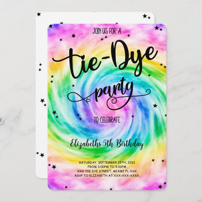 Invitación Tie Dye (Anverso / Reverso)