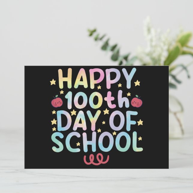 Invitación Tie Dye Feliz 100° Día del Estudiante Docente Esco (Anverso de pie)