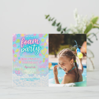 Invitación Tie Dye Neon Glow Fom Famosa del cumpleaños