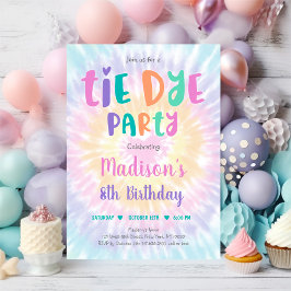 Invitación Tie Dye Pastel Boho Hippie Peace Love Cumpleaños