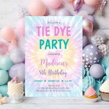 Tie Dye Pastel Hippie Peace Love Cumpleaños
