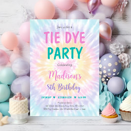 Invitación Tie Dye Pastel Hippie Peace Love Cumpleaños