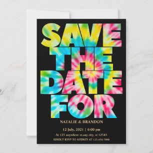 Invitación Tie Dye Salva la Fecha