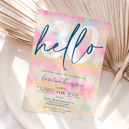 Invitación Tie dye unicornio arcoíris color pastel foto hola