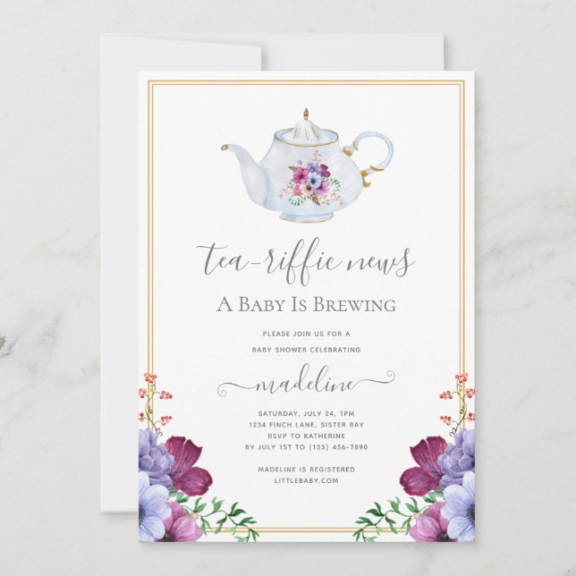 Invitación Tiempo de cosecha para que el té con la madre sea  (Anverso)