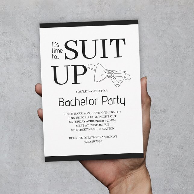 Invitación Tiempo De Demandar A Los Hombres Personalizados Ba (Time To Suit Up Custom Men Bachelor Party Invitation
)
