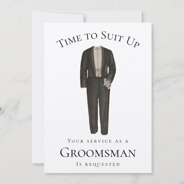 Invitación Tiempo de encajar la propuesta groomsman Tuxedo vi (Anverso)