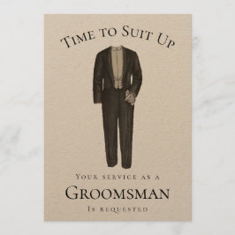 Invitación Tiempo de encajar la propuesta groomsman Tuxedo vi