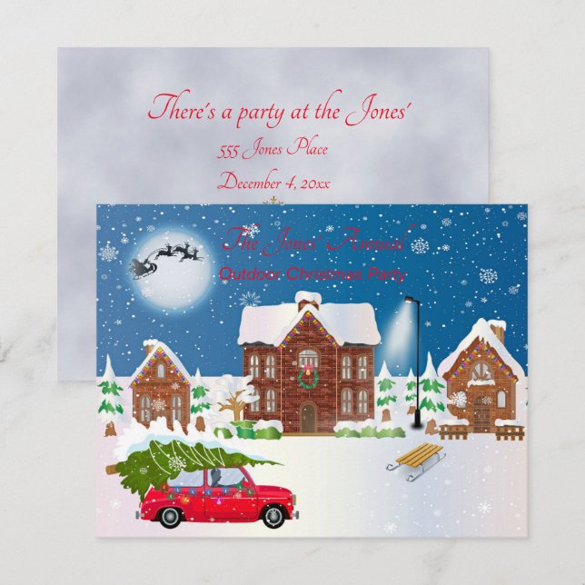 Invitación Tiempo de Fiesta al aire libre para navidades (Anverso / Reverso)