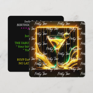 Invitación Tiempo de Fiesta de moda Neon personalizado