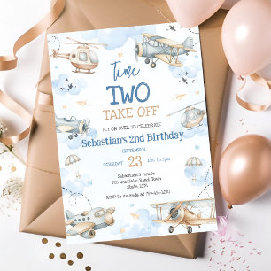 Invitación Tiempo de fiesta de piloto de avión dos despegue c