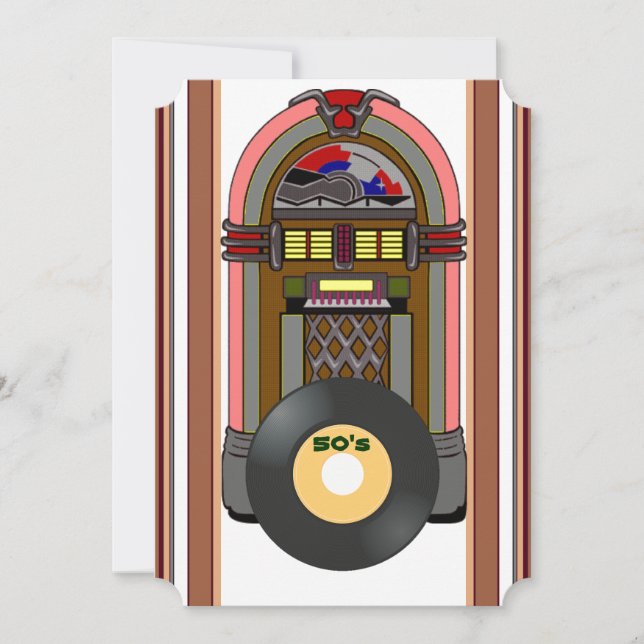 Invitación Tiempo de Fiesta de rock y roll (Anverso)