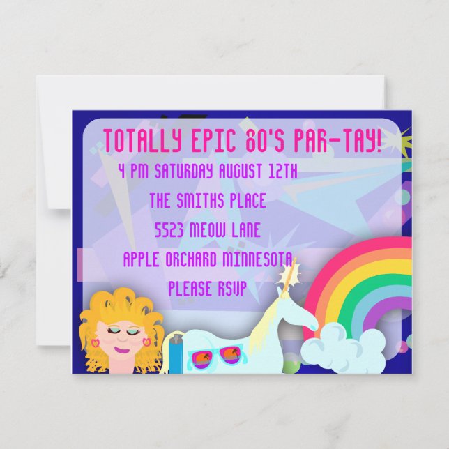 Invitación Tiempo de Fiesta épico total de los 80 (Anverso)