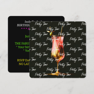 Invitación Tiempo de fiesta Neon Moderno Personalizado