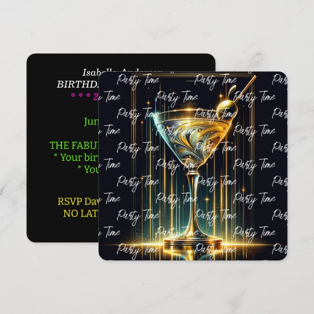 Invitación Tiempo de Fiesta neonatal popular personalizado (Anverso / Reverso)