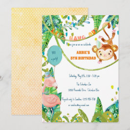 Invitación Tiempo de Fiesta Tropical de un mono pequeño