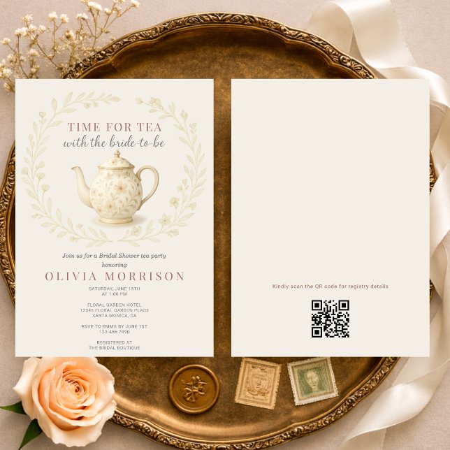 Invitación Tiempo de flores silvestres para té Código QR Desp (Subido por el creador)