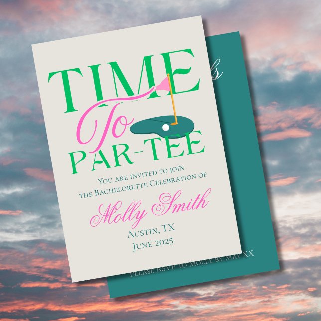 Invitación Tiempo de ir a Par-Tee - Gratuita temática Golf (Time to Part-Tee golf invite with modern font – perfect for engagement or bridal celebrations!
)