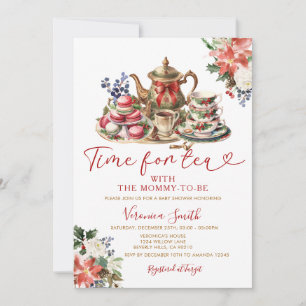 Invitación Tiempo de navidades para el Tea Baby Shower con ma