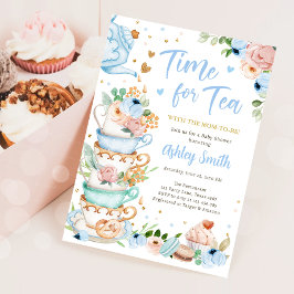 Invitación Tiempo de preparar té Fiesta de té Baby Shower azu