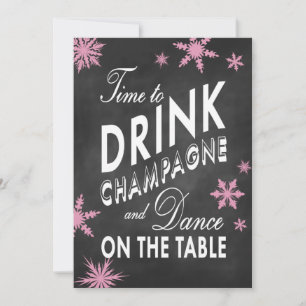 Invitación Tiempo de Soltera de Invierno para Beber Champán