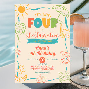 Invitación Tiempo de verano extravagante cuatro Shellabration
