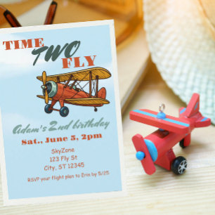 Invitación Tiempo DOS Volar, Avión 2do cumpleaños