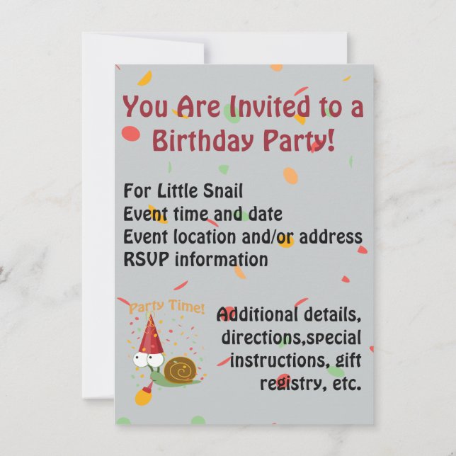 Invitación ¡Tiempo Fiesta de Confetti! Escarnio (Reverso)