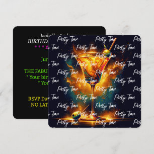 Invitación Tiempo Fiesta moderno neón personalizado