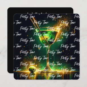 Invitación Tiempo Fiesta neón de moda personalizado