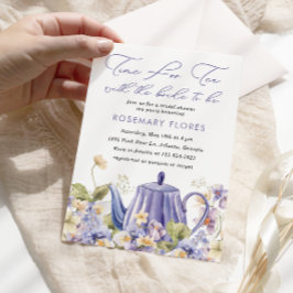 Invitación Tiempo Para El Té Teapot Morple Floral Bridal Show