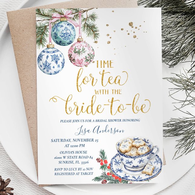 Invitación Tiempo Para El Tea Chinoiserie Ornament Bridal Sho (Subido por el creador)