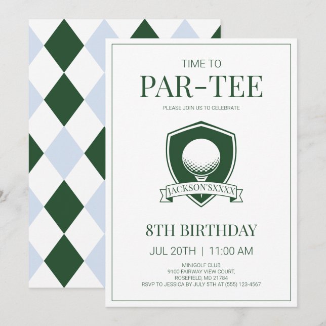 Invitación Tiempo para la fiesta de cumpleaños número 8 de go (Anverso / Reverso)