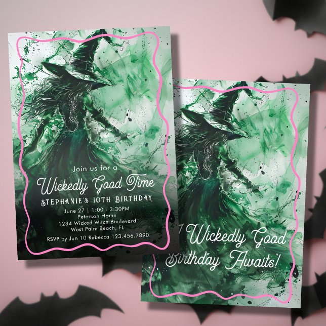 Invitación Tiempo perversamente bueno Dibujo de bruja verde d (Subido por el creador)