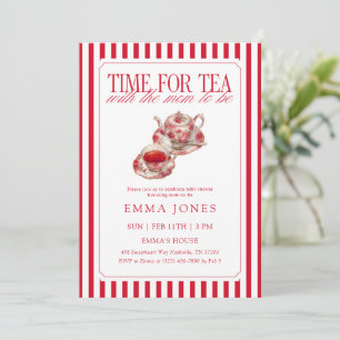 Invitación Tiempo rojo para la fiesta de té del baby shower