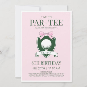 Invitación Tiempo Rosa para Par-Tee Golf Fiesta de Cumpleaños