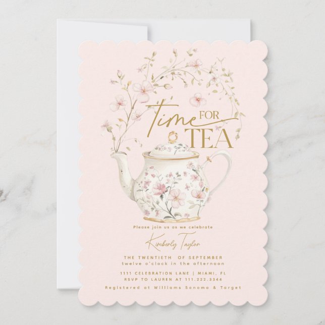 Invitación Tiempo rosado de flor silvestre para Fiesta de duc (Anverso)